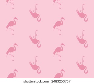 Pink flamingos. Seamless pattern. Bird silhouettes on a pink background.