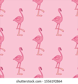 Pink flamingos seamless pattern. Can use for print, template, fabric, presentation, textile, banner, poster, wallpaper