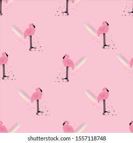 Pink flamingos seamless pattern. Can use for print, template, fabric, presentation, textile, banner, poster, wallpaper