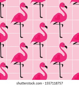 Pink flamingos seamless pattern. Can use for print, template, fabric, presentation, textile, banner, poster, wallpaper