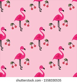 Pink flamingos seamless pattern. Can use for print, template, fabric, presentation, textile, banner, poster, wallpaper