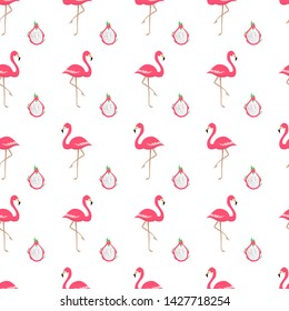  Pink flamingos seamless vector pattern