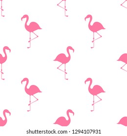 Pink flamingos summer pattern. Vector illustration.