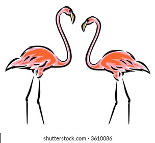 Pink Flamingos (Vector)