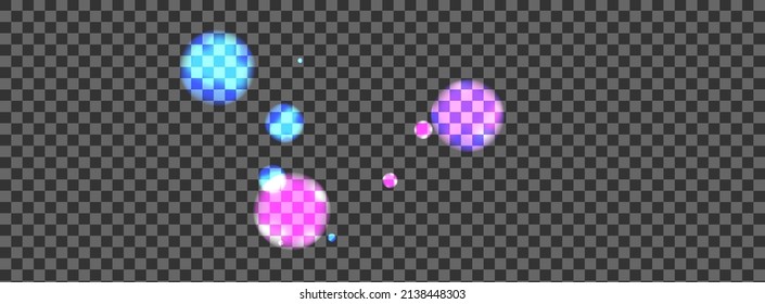 Pink Flare Background Transparent Vector. Ball Overlay Template. Year Texture. Purple Dot Noise Card. Blue Firework.
