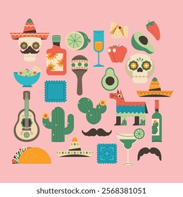 Pink Flat Design Cinco De Mayo Asset Illustration