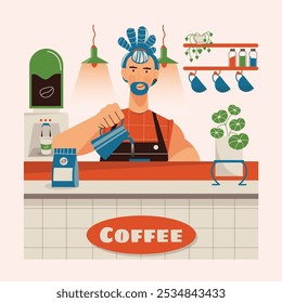 Pink Flat Design Coffee Shop Activity Full Illustration