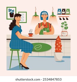 Pink Flat Design Coffee Shop Activity Full Illustration
