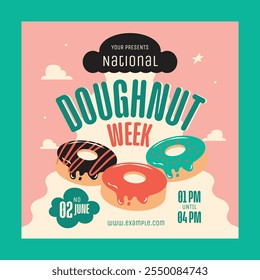 Pink Flat Design Nacional Doughnut Week Mídia Social Post