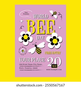 Flyer de medios sociales del Día Mundial de la Abeja