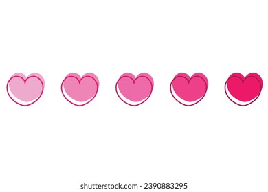 pink flat heart-shapped icon, simple hearts fo valentine's day