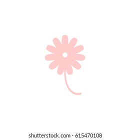 Pink flat icon of camomile flower. Isolated on white. Vector illustration. Nature symbol.