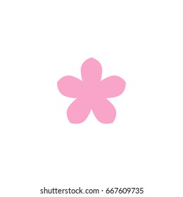 Pink flat icon of forget-me-not flower. Isolated on white. Vector illustration. Eco style. Nature symbol.