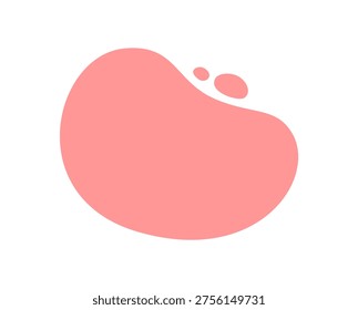Pink flat organic blob shape with an abstract, fluid and irregular form in a solid color set. Amoeba figure stands on a minimal background, with modern and natural set of organic shapes.