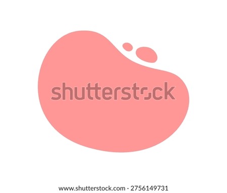 Pink flat organic blob shape with an abstract, fluid and irregular form in a solid color set. Amoeba figure stands on a minimal background, with modern and natural set of organic shapes.