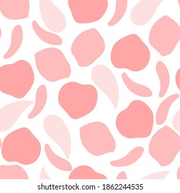 Pink flat roses petals repeating pattern on a white background. Use as decoration template