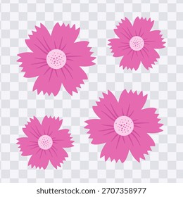 Vector de ilustración simple de flores estilizadas planas rosadas