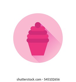 Pink flat vector icon of muffin for valentine's day