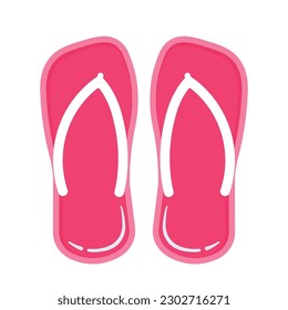 Pink Flip Flop Sandals Drawing Icon Clipart in Animated Vector Illustration for Summer Beach Vacation Element Decoration Isolated on White Background