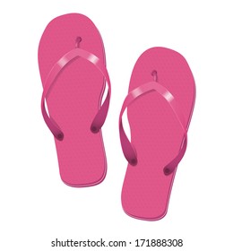 Pink Flip Flops Summer Vacation Vector Illustration