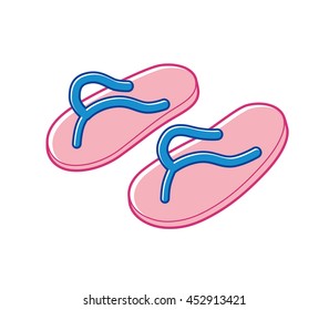 Pink flip-flops thongs slippers icon isolated.