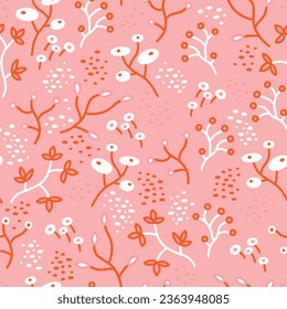 Pink flora pattern. Can be printed on any material: package, merch, fabric, home.