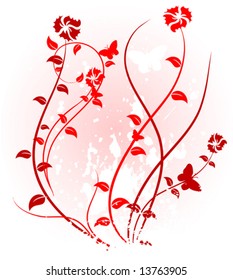 Pink floral backdrop. Vector illustration.