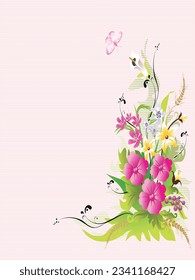 pink floral background  beautiful card