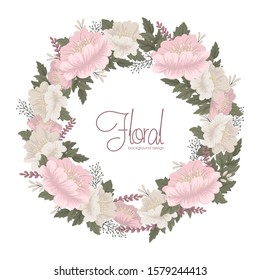 Pink floral background - flower circle
