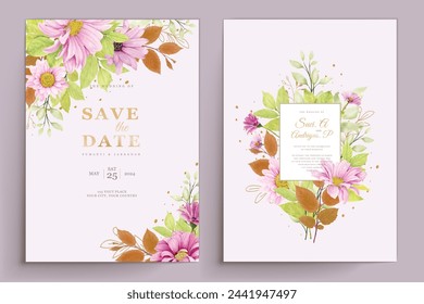 pink floral background and frame card illustration