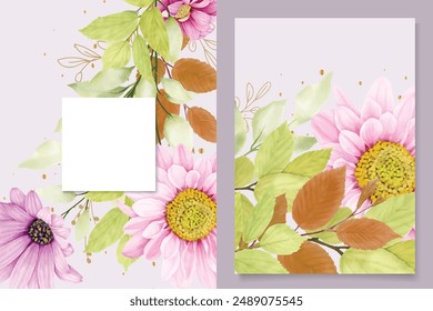 pink floral background and frame card design
