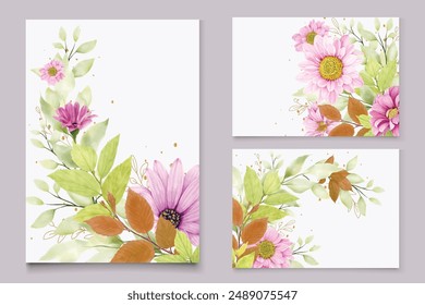pink floral background and frame card design