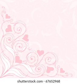 pink  floral background with  hearts