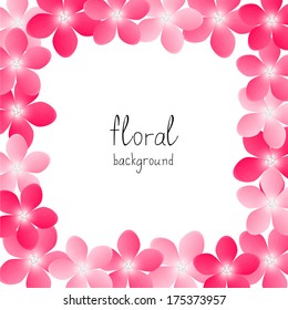 Pink floral background with place for text