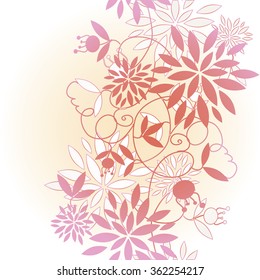 Pink floral background. Vector illustrated abstract nature backdrop. Design template