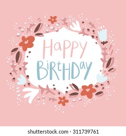 Pink floral birthday congratulation card