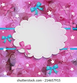 pink floral border round frame for your sample text isolated on white background. For tender girl and woman. Vector illustration.