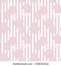 Rosa florales, nahtloses Muster mit gestreiftem Hintergrund für Modedrucke, Grafiken, Hintergründe und Kunsthandwerk