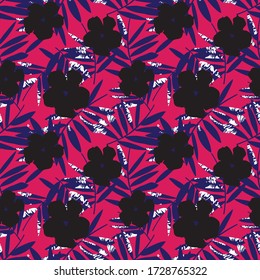 Fondo de patrón ininterrumpido de color rosa floral adecuado para impresiones de moda, gráficos, fondos y artesanías