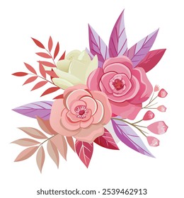 Buquê floral rosa. Ilustrador e designer. Convites de casamento, salvar a data, Convites de aniversário, Convites de vídeo, E-Cards.