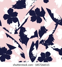 Pink Floral brush strokes seamless pattern background for fashion prints, graphics, backgrounds and crafts