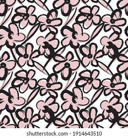 Pink Floral brush strokes seamless pattern background for fashion prints, graphics, backgrounds and crafts