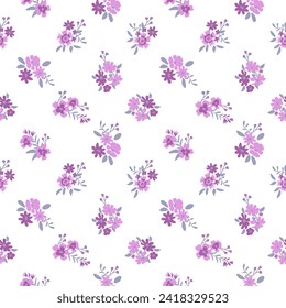Pink floral bunches seamless pattern