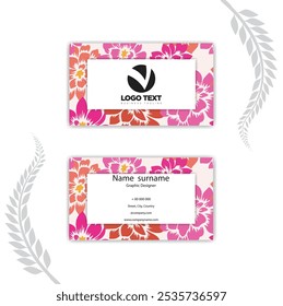 pink floral business card template.