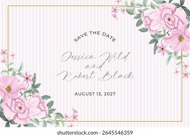 pink floral card watercolor frame