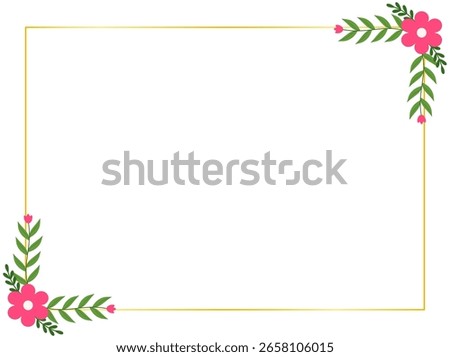 Pink Floral Corner Frame in Flat Style for Thank You and RSVP Cards