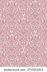 Pink floral damask seamless pattern, elegant damask pattern vector wallpaper, classic damask pattern vector for Wallpaper, Fabric, Branding, Packaging, Invitations, Wedding, luxury design.