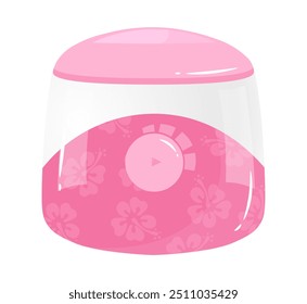 Pink floral decorated air sterilizer vector illustration the image features a flower pattern the sterilizer has control buttons a bright and vibrant color scheme is observed in this flat illustration