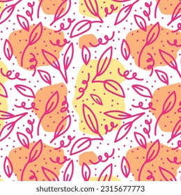 pink floral doodle seamless pattern background