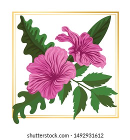 Pink Floral Flower Vintage Vector Leaf Nature Illustration Design Elements